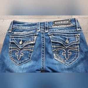 Rock Revival 30W x 34L embroidered leather flap pocket Jen bootcut jeans